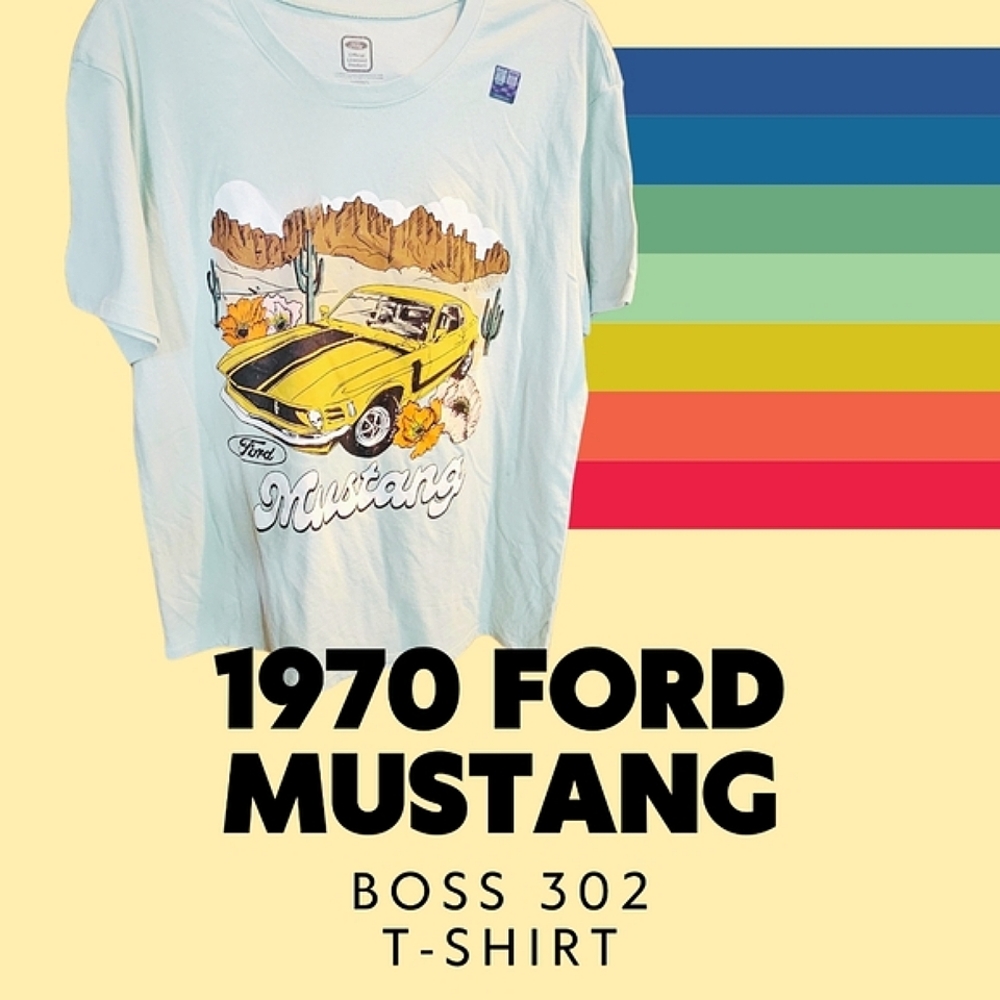 Ford Licensed T-shirt with 1970 Yellow Mustang